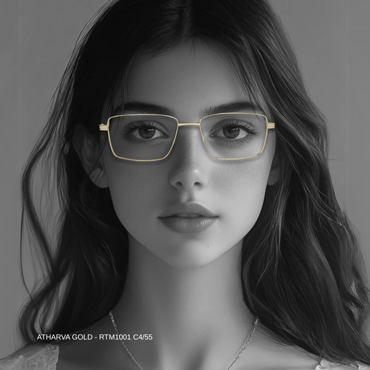 Luxury Line "Atharva" Silver Rectangle Unisex Eyeglasses RTM1001 C2/55