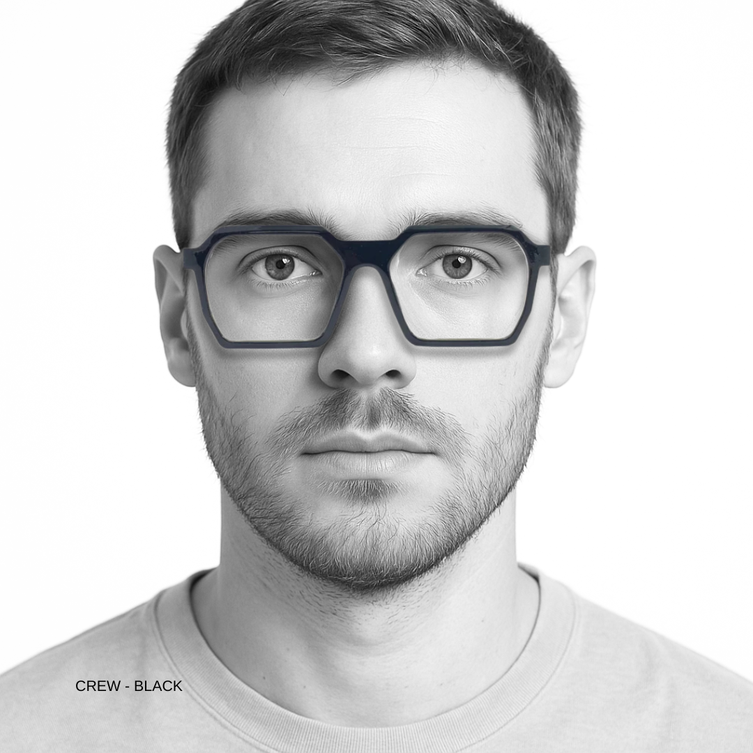 Essentials "Crew" Black Hexagon Unisex Eyeglasses