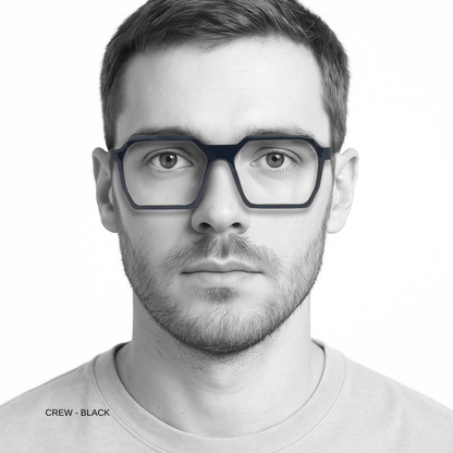 Essentials "Crew" Black Hexagon Unisex Eyeglasses