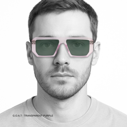 Essentials G.O.A.T Transparent Purple Square Sunglasses for Men