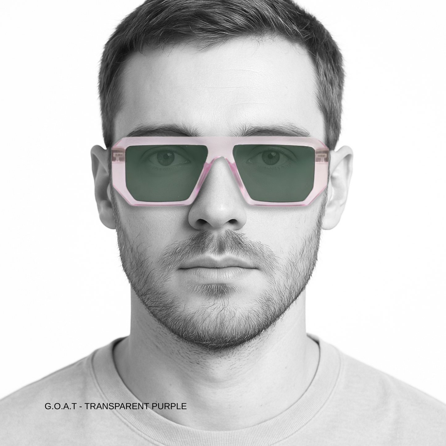 Essentials G.O.A.T Transparent Purple Square Sunglasses for Men
