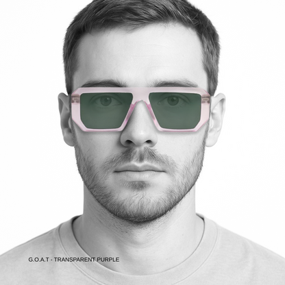 Essentials G.O.A.T Transparent Purple Square Sunglasses for Men