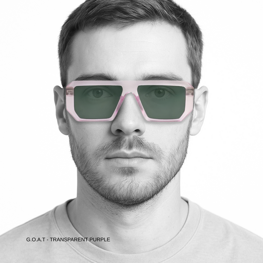 Essentials G.O.A.T Transparent Purple Square Sunglasses for Men