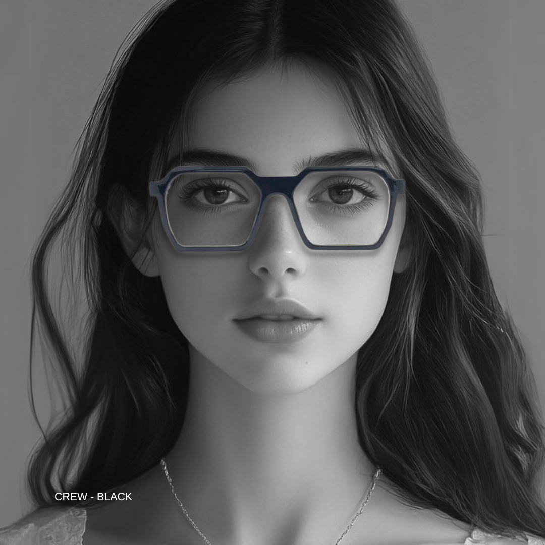 Essentials "Crew" Black Hexagon Unisex Eyeglasses