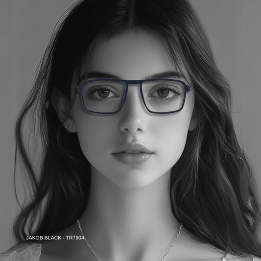 Essentials "Jakob" Black Unisex Square Eyeglasses TR7904