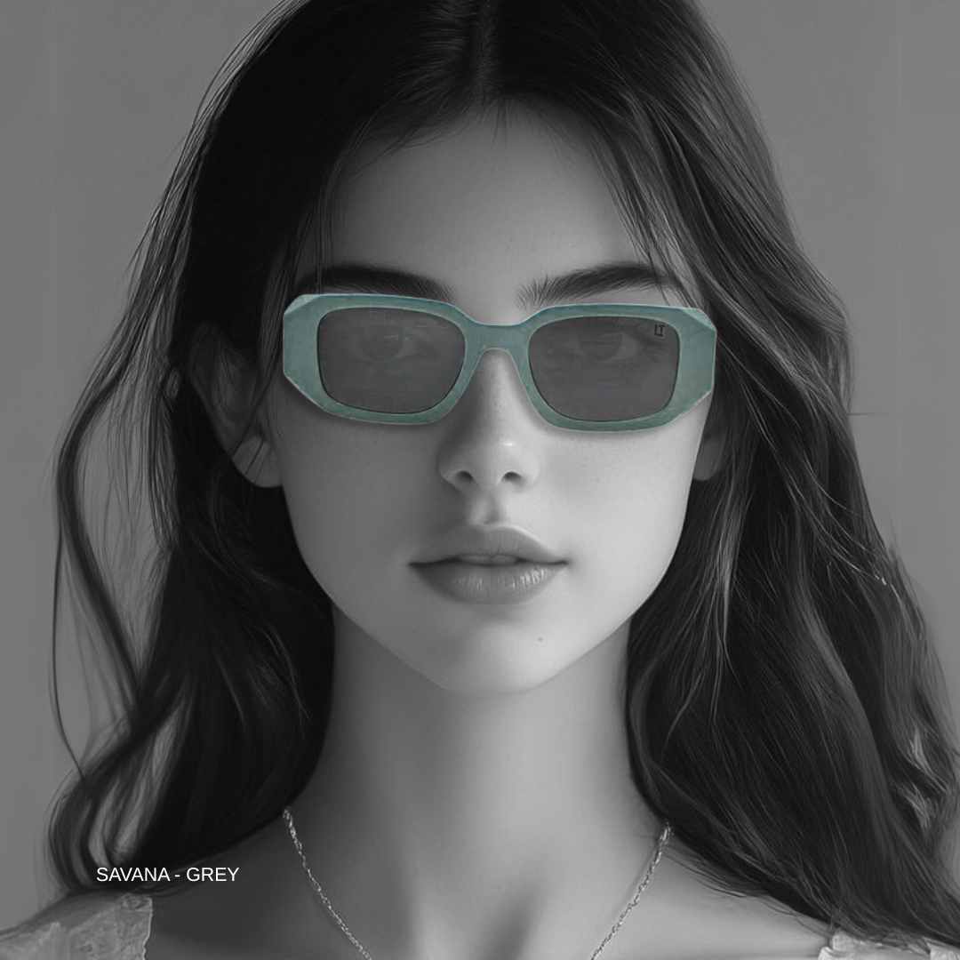 Hip Hop "Savana" Grey Rectangle Unisex Sunglasses