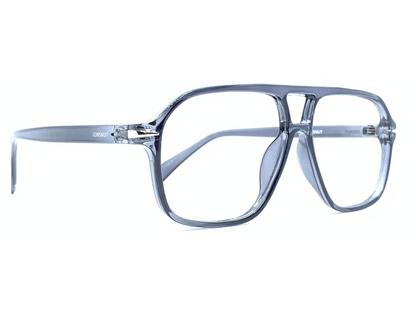 Lensnut Glossy Grey Transparent Aviator Full Rim Eyeglasses ST85204C5T