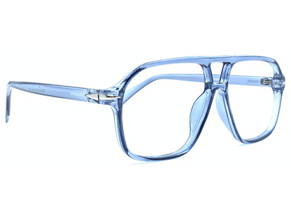 Lensnut Glossy Blue Transparent Aviator Full Rim Eyeglasses ST85204C4T