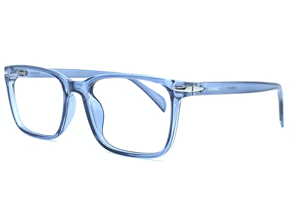 Lensnut Glossy Blue Transparent Rectangle Full Rim Eyeglasses ST85208C4T