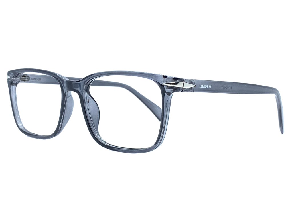 Lensnut Glossy Grey Transpparent Rectangle Full Rim Eyeglasses ST85208C5T