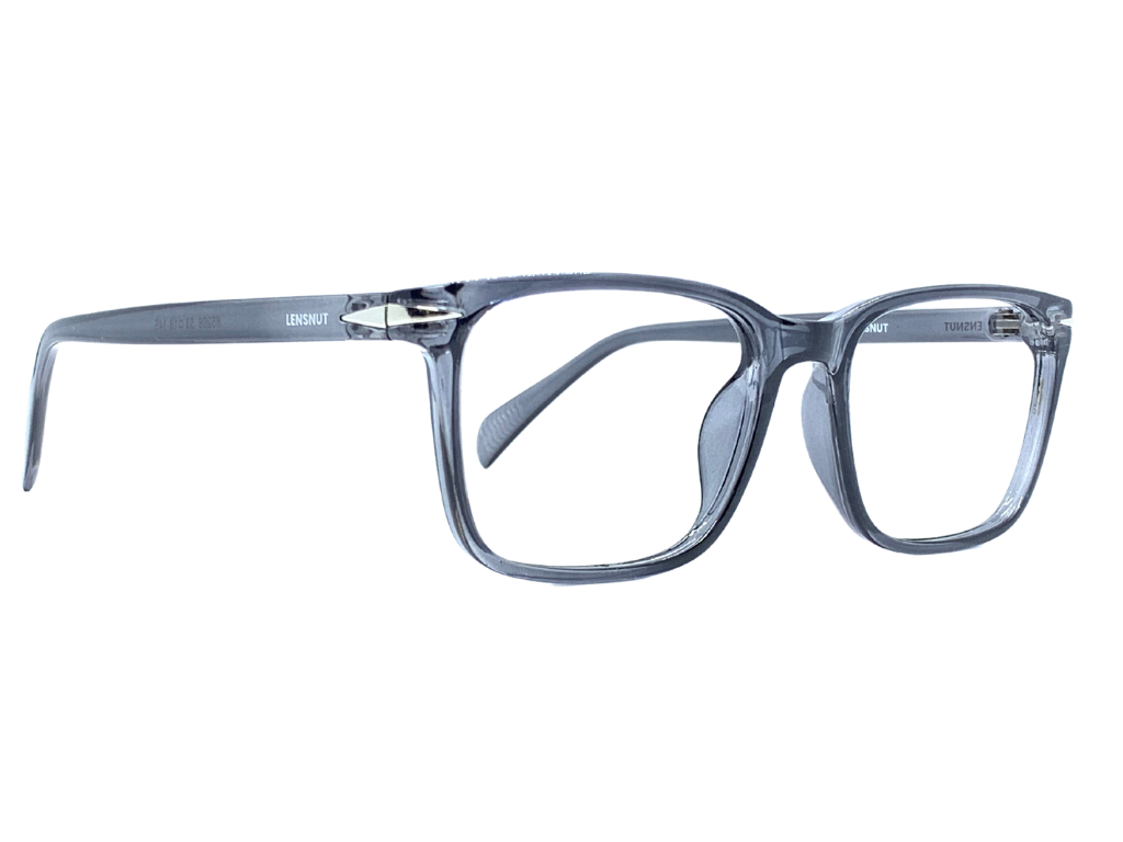 Lensnut Glossy Grey Transpparent Rectangle Full Rim Eyeglasses ST85208C5T
