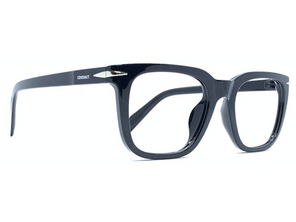 Lensnut Glossy Black Rectangle Full Rim Eyeglasses ST85209C1