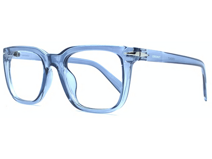 Lensnut Glossy Blue Transparent Rectangle Full Rim Eyeglasses ST85209C4T