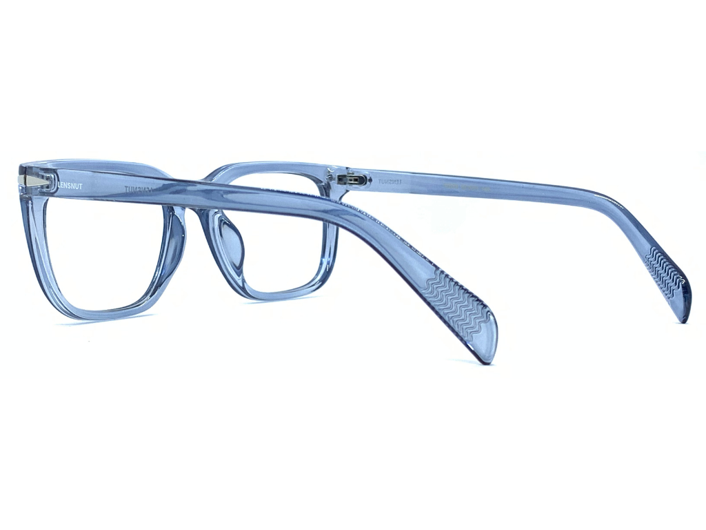 Lensnut Glossy Blue Transparent Rectangle Full Rim Eyeglasses ST85209C4T