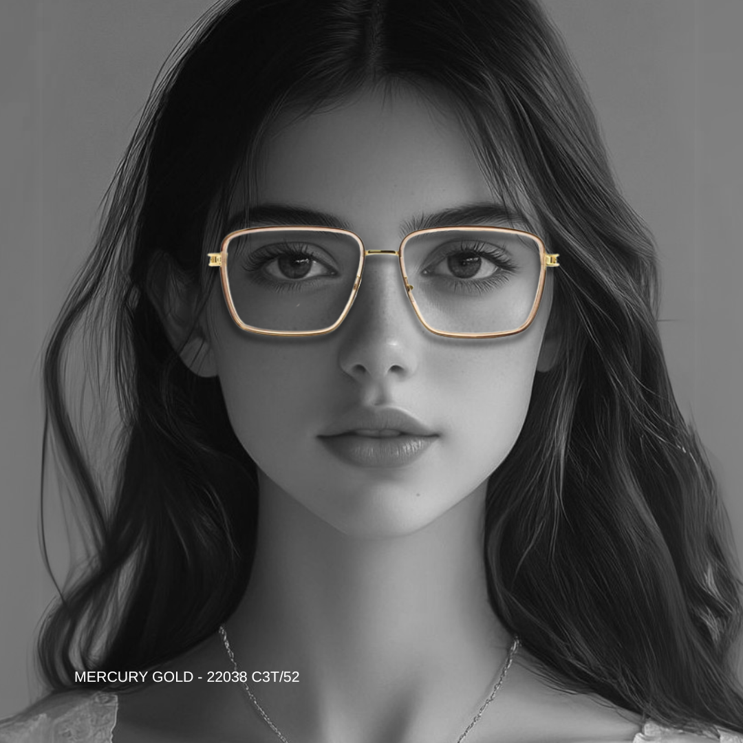 ALFA "Mercury" Gold Square Unisex Eyeglasses 23065 C5/14 58