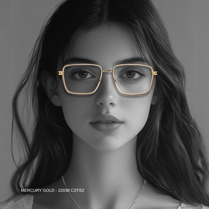 ALFA "Mercury" Gold Square Unisex Eyeglasses 23065 C5/14 58