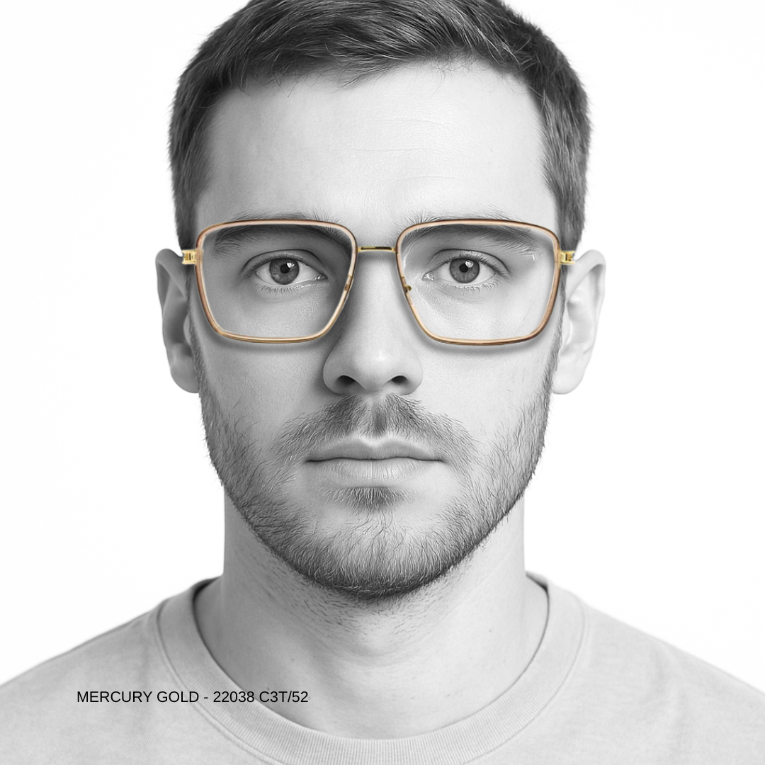 ALFA "Mercury" Gold Square Unisex Eyeglasses 23065 C5/14 58