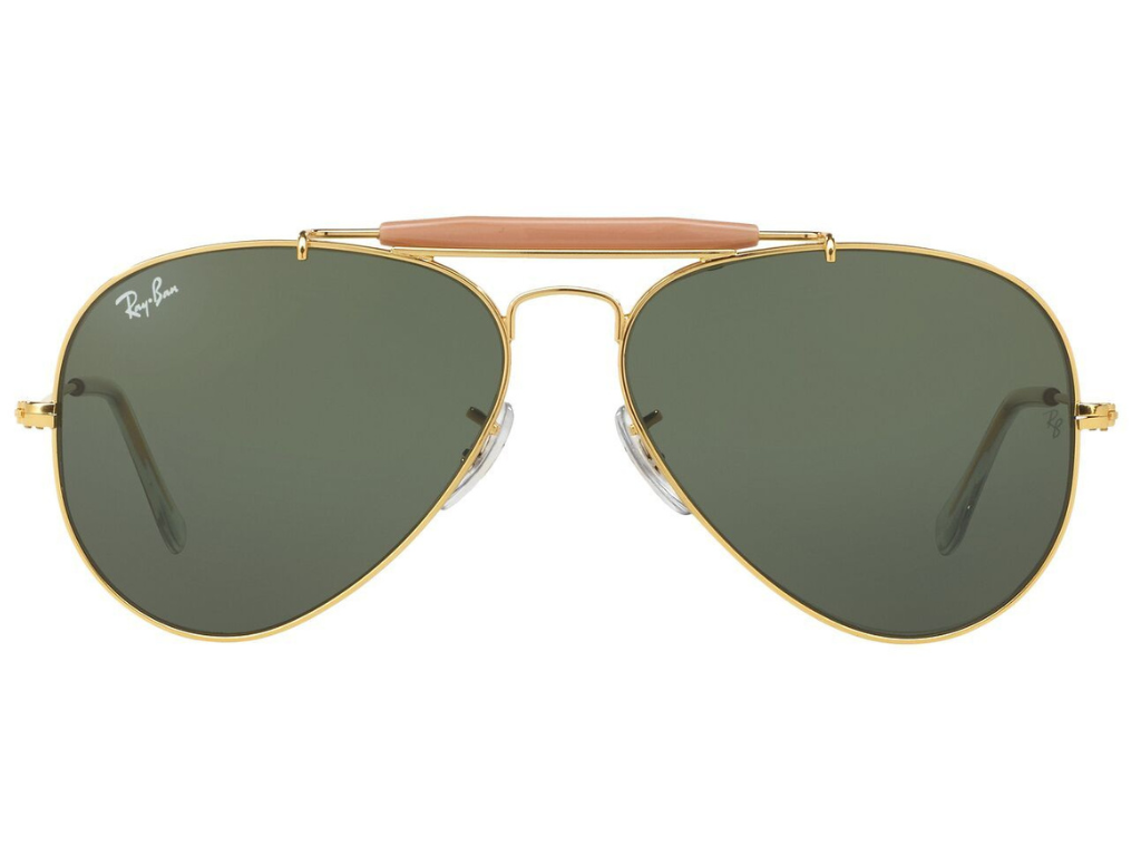 Rayban Golden Green Classic Full Rim Aviator Sunglass RB3129W022658