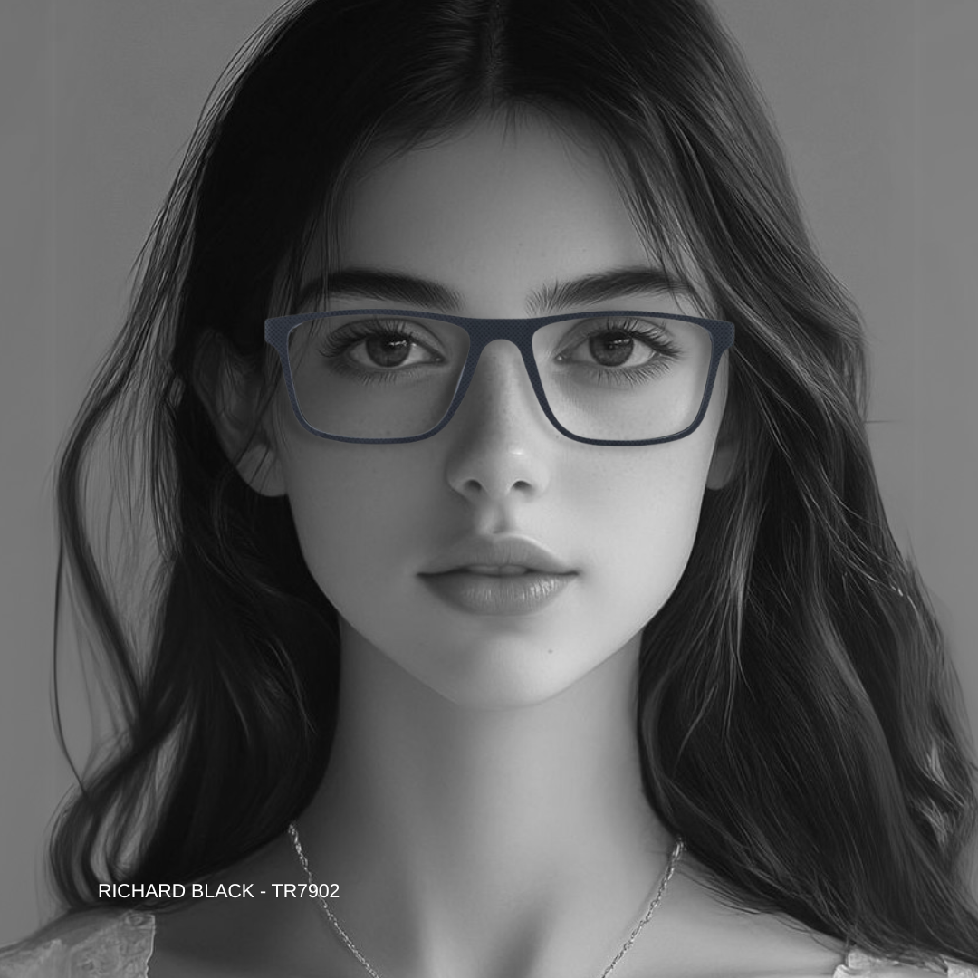 Essentials "Richard" Black Rectangle Unisex Eyeglasses TR7902