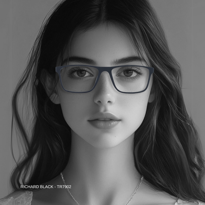 Essentials "Richard" Black Rectangle Unisex Eyeglasses TR7902