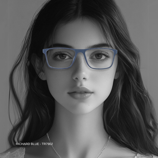 Essentials "Richard" Blue Rectangle Unisex Eyeglasses TR7902