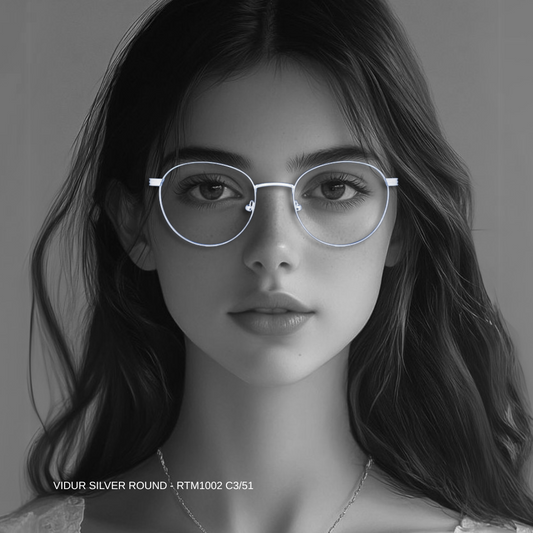 Luxury Line "Vidur" Silver Round Unisex Eyeglasses RTM1002 C2/51