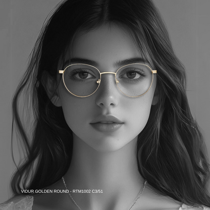 Luxury Line "Vidur" Golden Round Unisex Eyeglasses RTM1002 C1/51