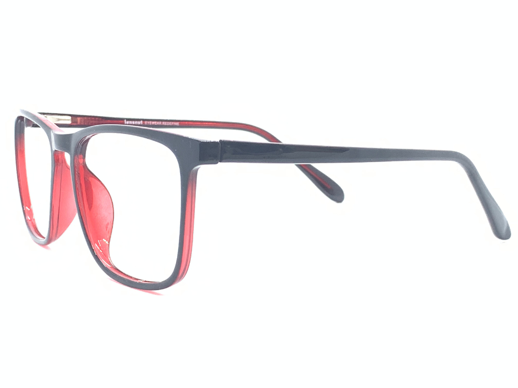 Lensnut Black Red Rectangle Full Rim Eyeglasses LN8037C1R