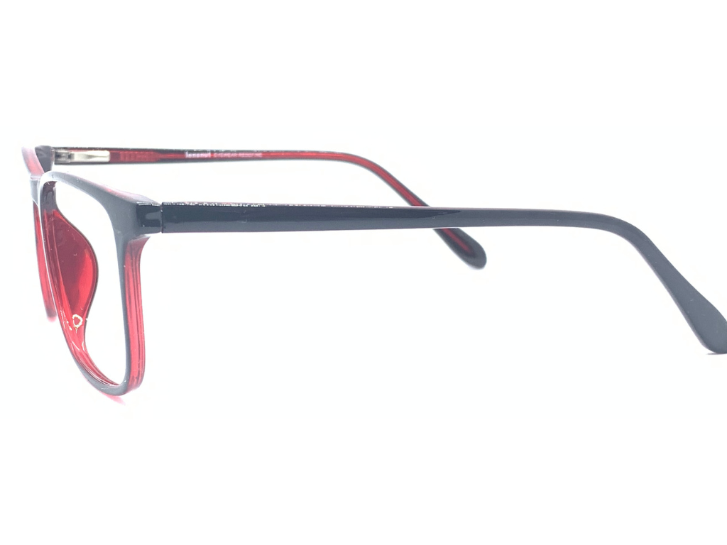 Lensnut Black Red Rectangle Full Rim Eyeglasses LN8016C1R