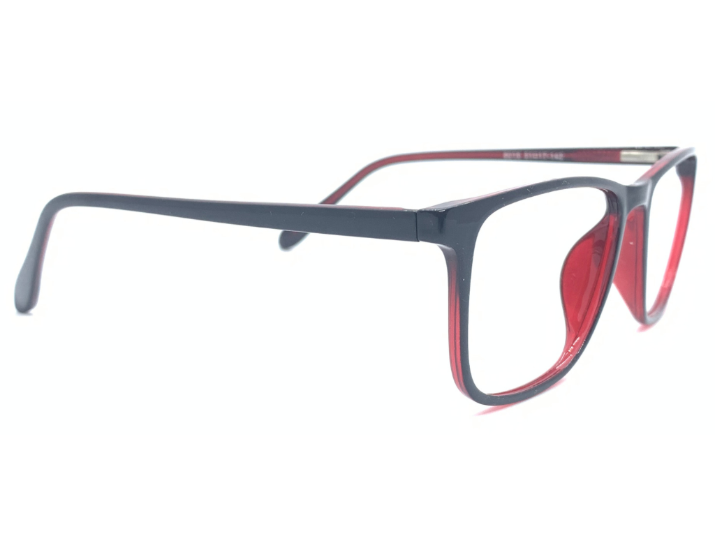 Lensnut Black Red Rectangle Full Rim Eyeglasses LN8016C1R
