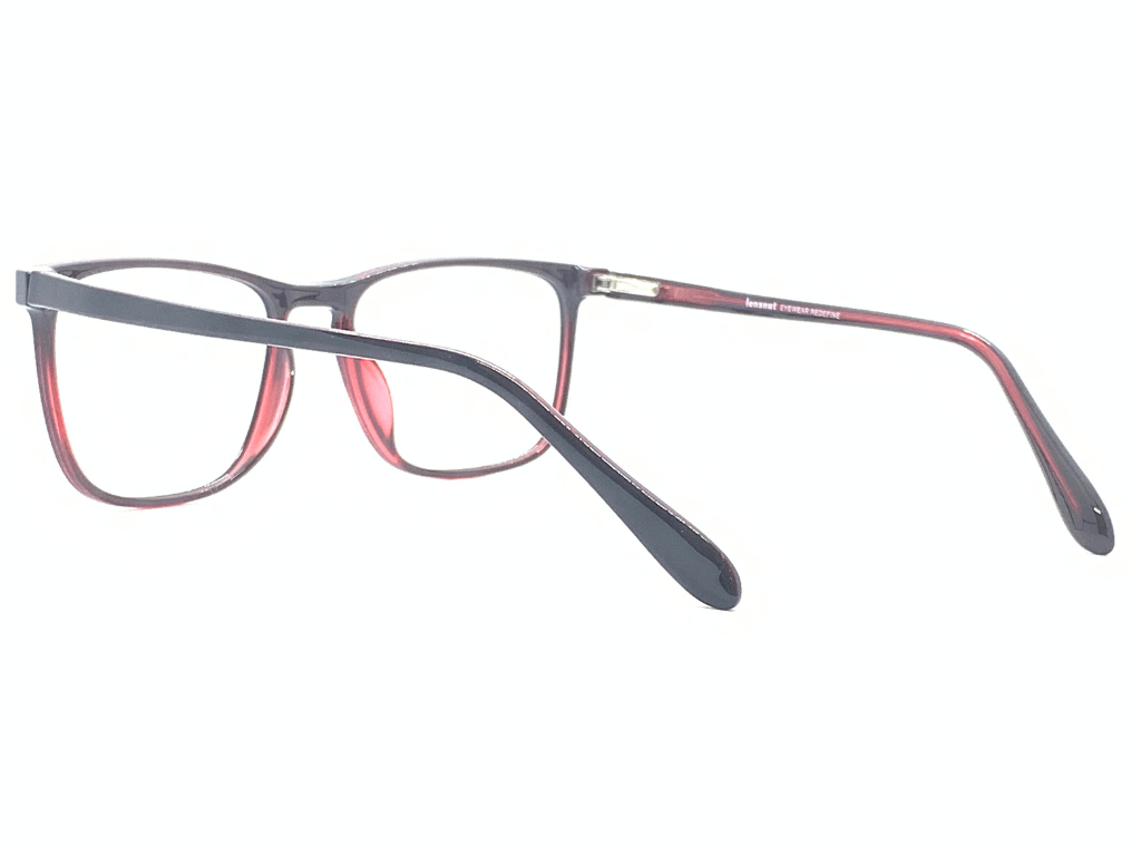 Lensnut Black Red Rectangle Full Rim Eyeglasses LN8037C1R