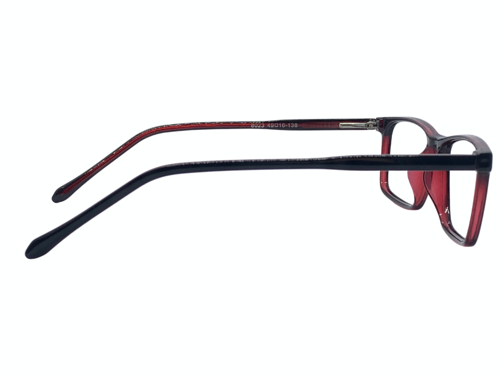 Lensnut Black Red Rectangle Full Rim Eyeglasses LN8023C1R