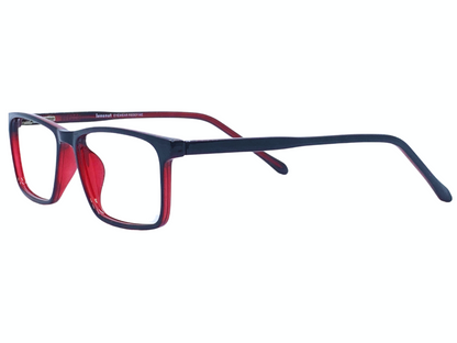 Lensnut Black Red Rectangle Full Rim Eyeglasses LN8023C1R