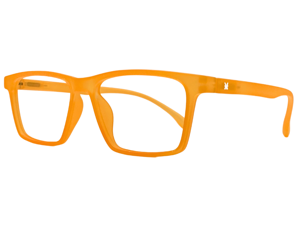 Lensnut Matt Orange Rectangle Full Rim Eyeglasses LNT004C10