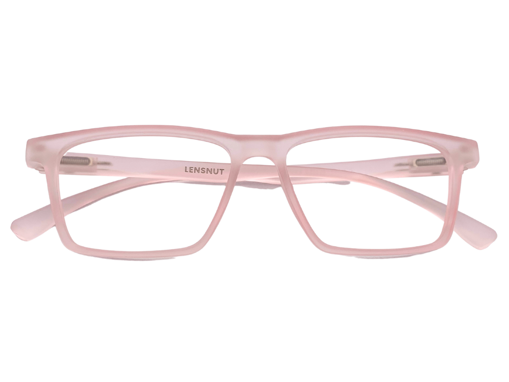 Lensnut Matt Pink Trans parent Rectangle Full Rim Eyeglasses LNT004C5
