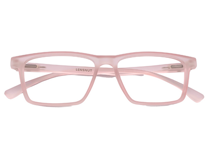Lensnut Matt Pink Trans parent Rectangle Full Rim Eyeglasses LNT004C5