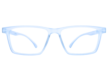 Lensnut Matt Blue Transparent Rectangle Full Rim Eyeglasses LNT004C8