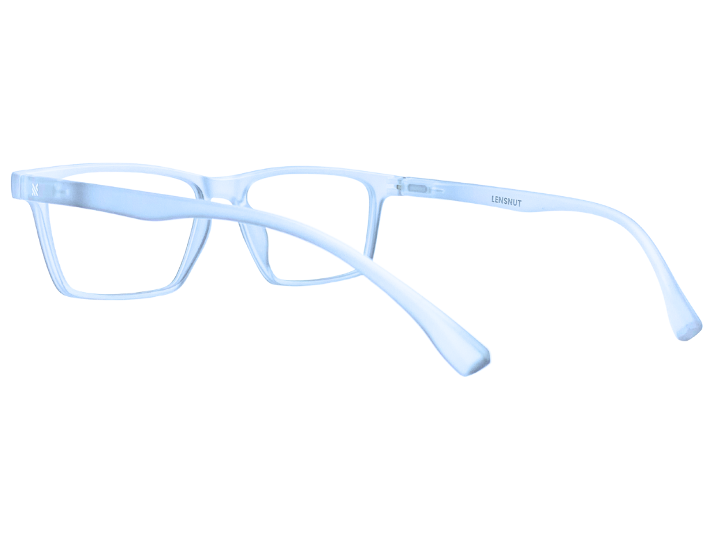 Lensnut Matt Blue Transparent Rectangle Full Rim Eyeglasses LNT004C8