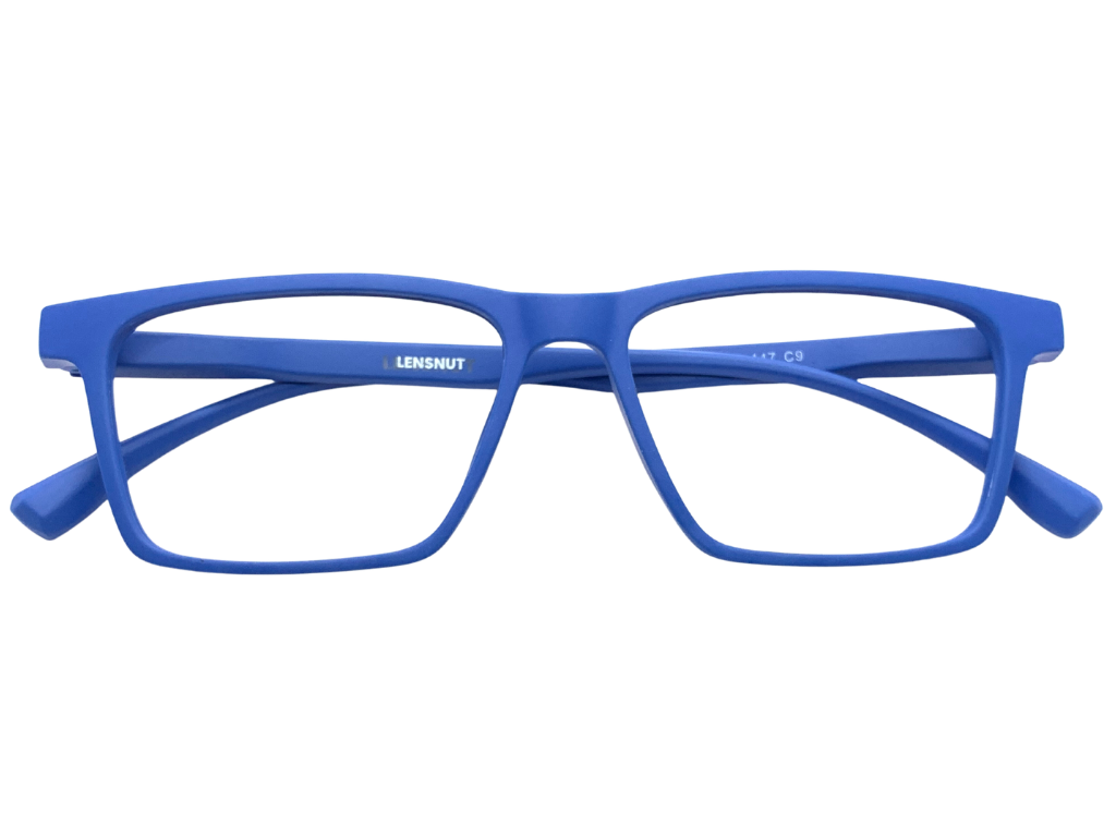 Lensnut Matt Blue Rectangle Full Rim Eyeglasses LNT004C9