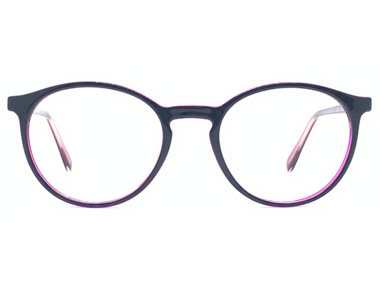Lensnut Black Purple Round Full Rim Eyeglasses LN8024C1P