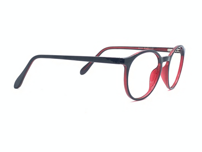 Lensnut Black Red Round Full Rim Eyeglasses LN8024C1R