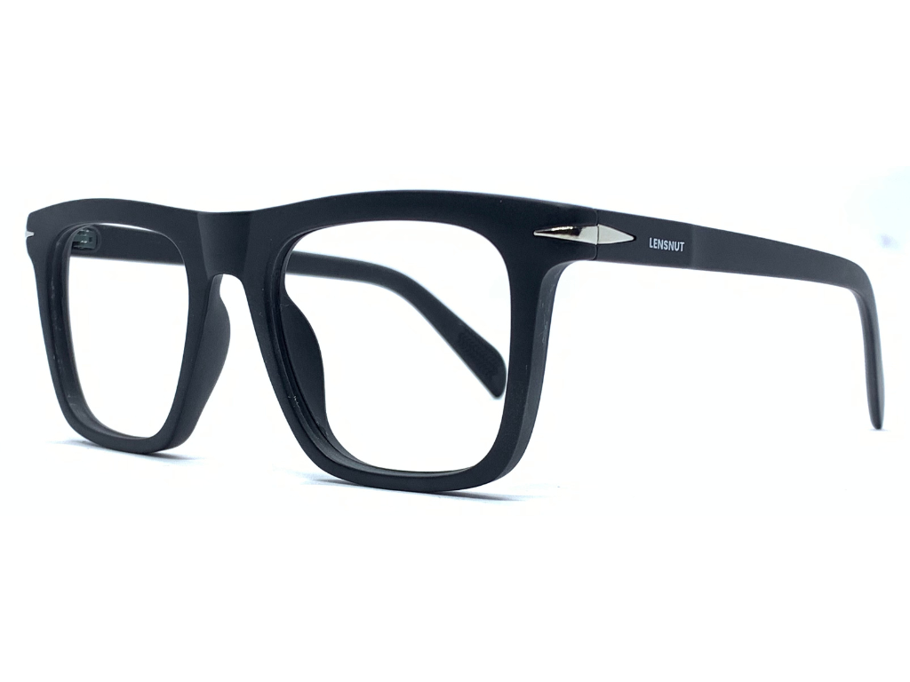 Lensnut Matt Black Rectangle Full Rim Eyeglasses ST85210C1
