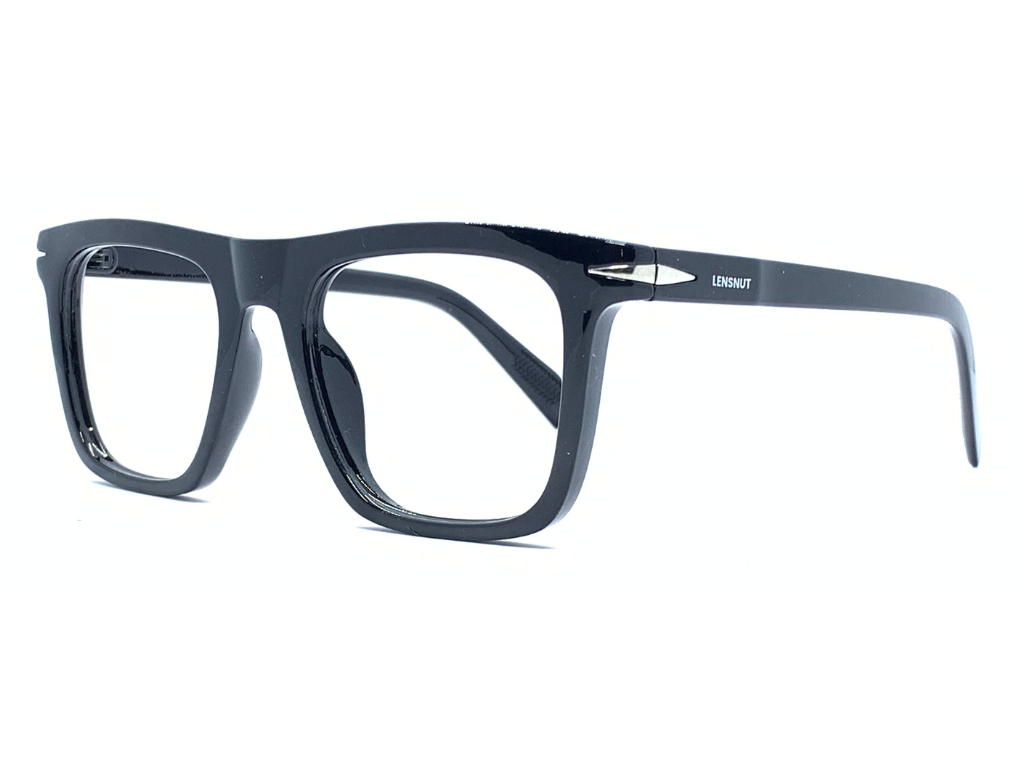 Lensnut  Glossy Black Rectangle Full Rim Eyeglasses ST85210C1