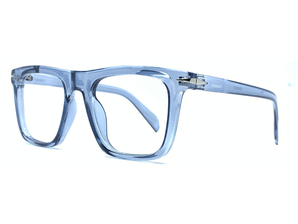 Lensnut  Glossy Blue Transparent Rectangle Full Rim Eyeglasses ST85210C4T