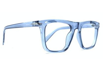 Lensnut  Glossy Blue Transparent Rectangle Full Rim Eyeglasses ST85210C4T