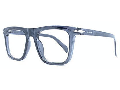 Lensnut  Glossy Grey Transparent Rectangle Full Rim Eyeglasses ST85210C5T