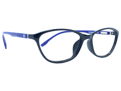 Lensnut Glossy Black Blue Transparet Cateye Full Rim Eyeglasses LNM22C1B