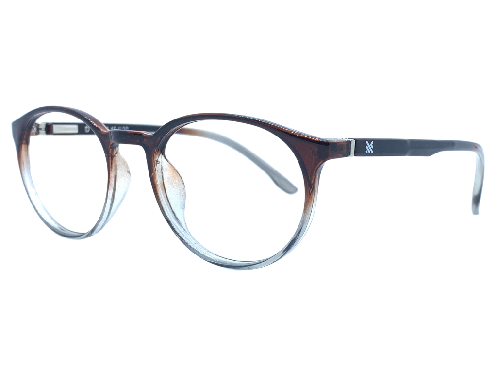 Lensnut Glossy Brown Transparent Round Full Rim Eyeglasses LNM30C2T