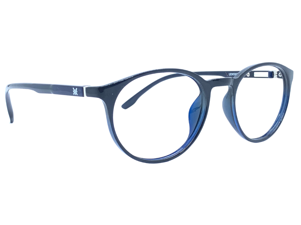 Lensnut Glossy Dark Blue Round Full Rim Eyeglasses LNM30C4D