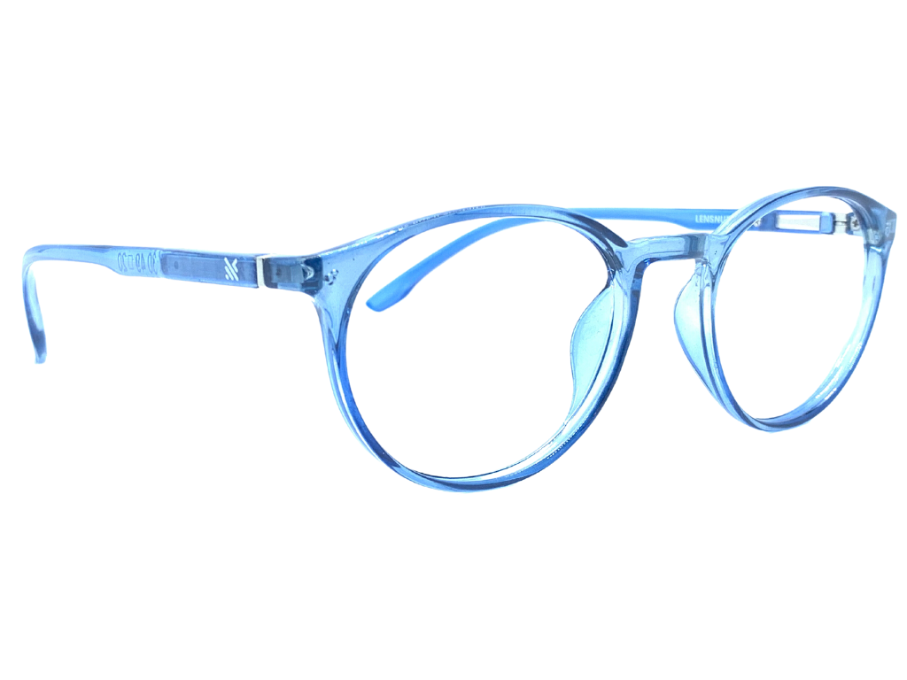 Lensnut Glossy Blue Transparent Round Full Rim Eyeglasses LNM30C4T